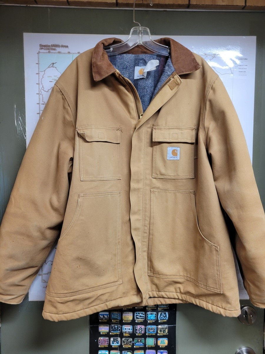 Carhartt Brown Blanket Lined Chore Coat Jacket XL | eBay