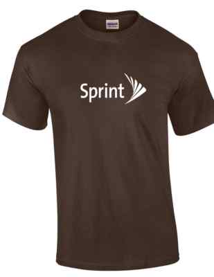 Sprint T-shirt 90s Vintage LOGO Funny GEEK Phone Brown White Shirt S-3XL