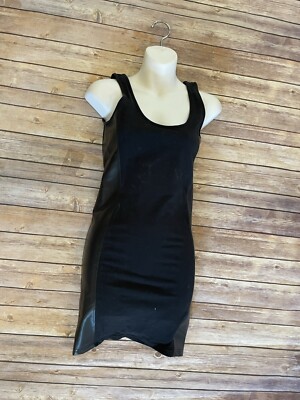 Nordstrom Brass Plum BP Faux Leather Cotton Bodycon BLACK SLEEVELESS DRESS  SZ M | eBay