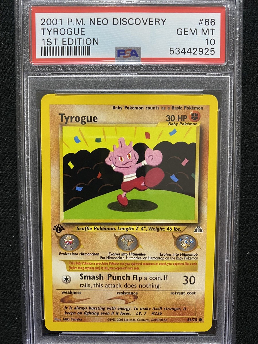 2001 Pokemon Neo Discovery 1st Edition Tyrogue 66/75 PSA 10 Gem