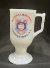 Vintage National Baseball Hall Of Fame Milk Glass Pedestal Mug