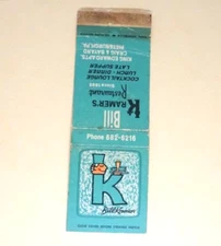 Matchbook Bill Kramer's Restaurant King Edward Apts Pittsburgh PA Since 1895