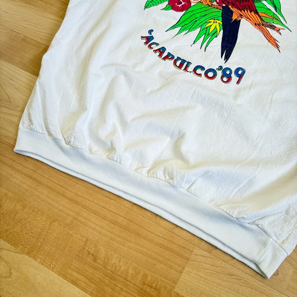 Vintage 80s Acapulco Parrot Henley Button Shirt Ribbed Collar Beach Surf RARE - Image 4 of 4