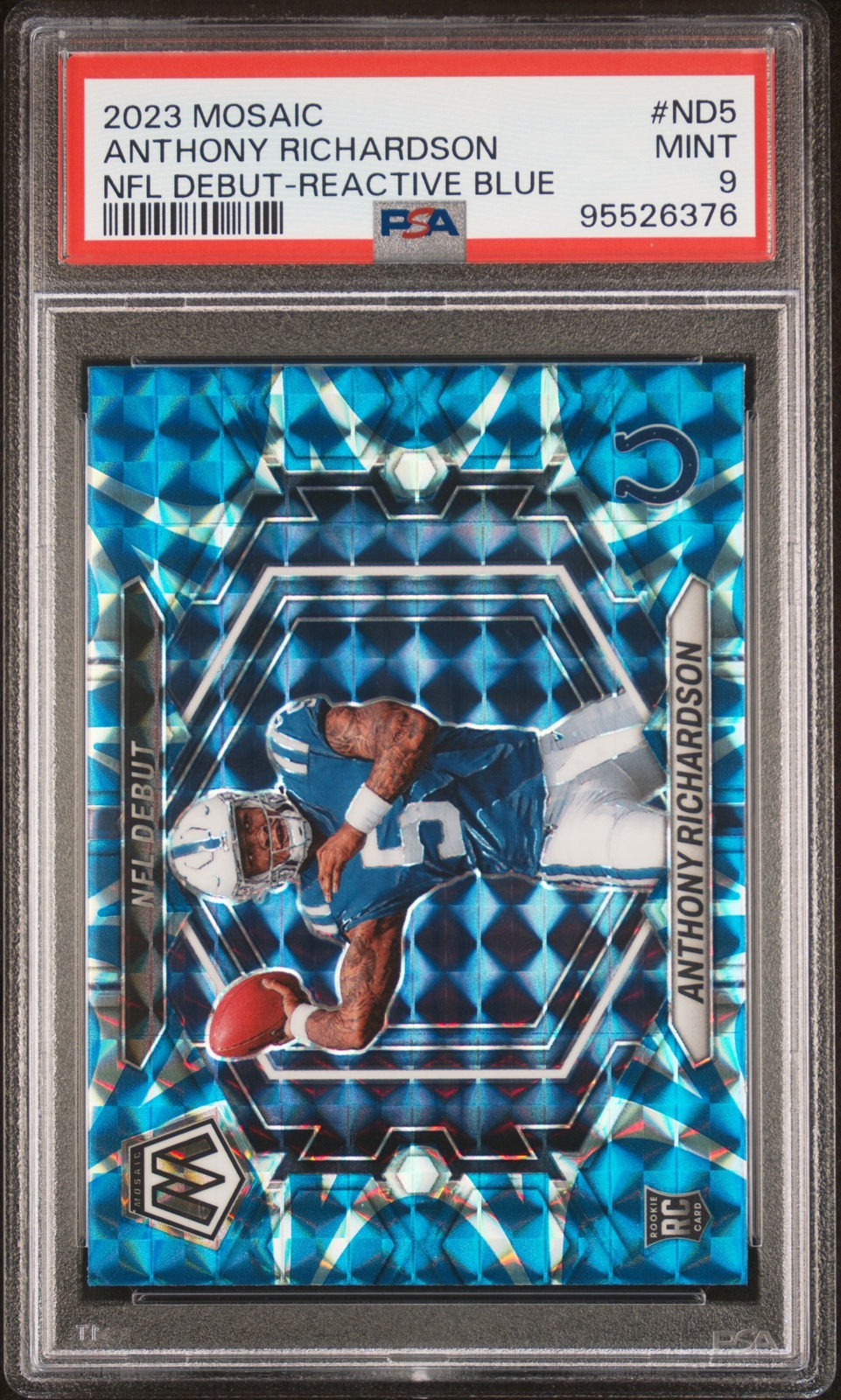 2023 Panini Mosaic NFL Debut #ND5 Anthony Richardson Reactive Blue PSA 9