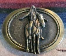 Vintage 1982 Native American/Indian on Horse Great American Belt Buckle Co H353