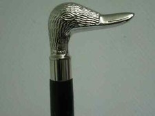 Antique Brass Duck Handle Wooden Walking Cane Stick Handmade Vintage Gift