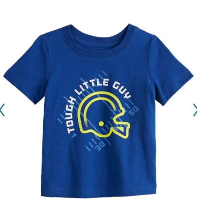 NWT Boys 24 Months TOUGH LITTLE GUY Softest T-Shirt Blue Short Sleeve FOOTBALL