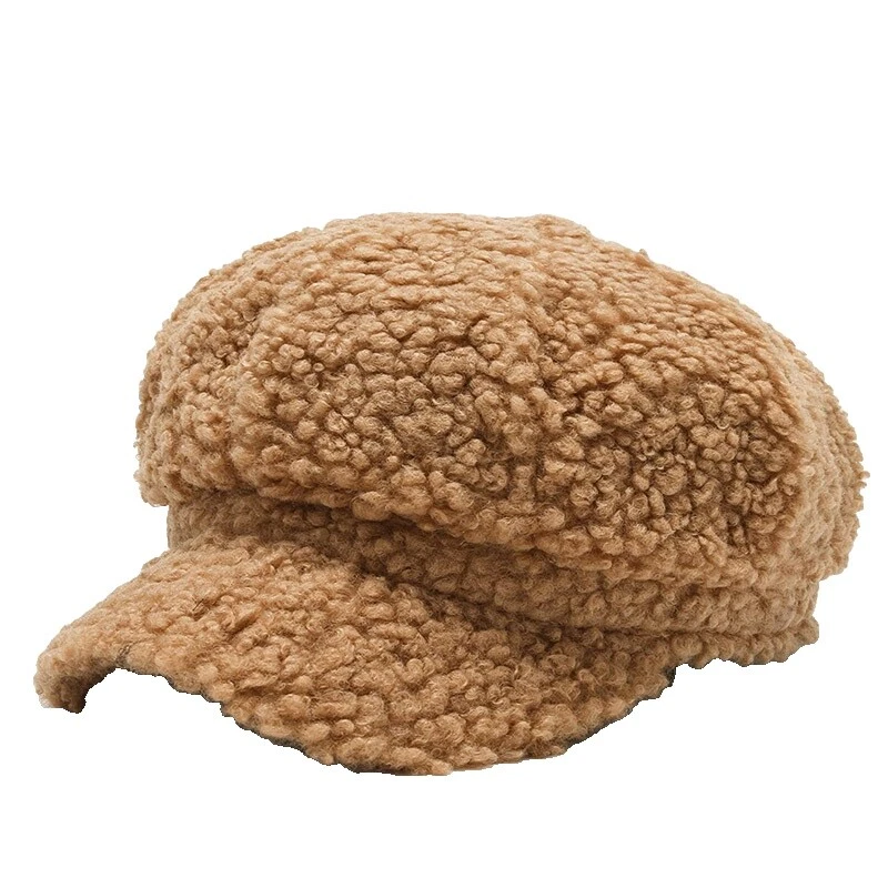 Gorras para mujer de piel sintética negra para Newsboy