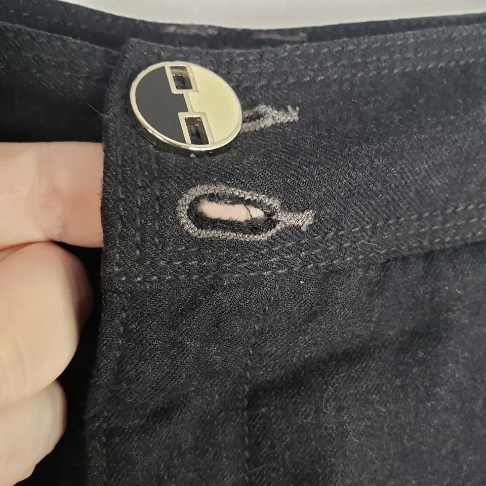 Free People Shorts Women Size 12 Black Wool Blend Cuffed Pinstripe Lined Pockets - Image 3 of 4