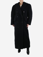 Leo Season Black Double-breasted Boucle Maxi Coat - Size S