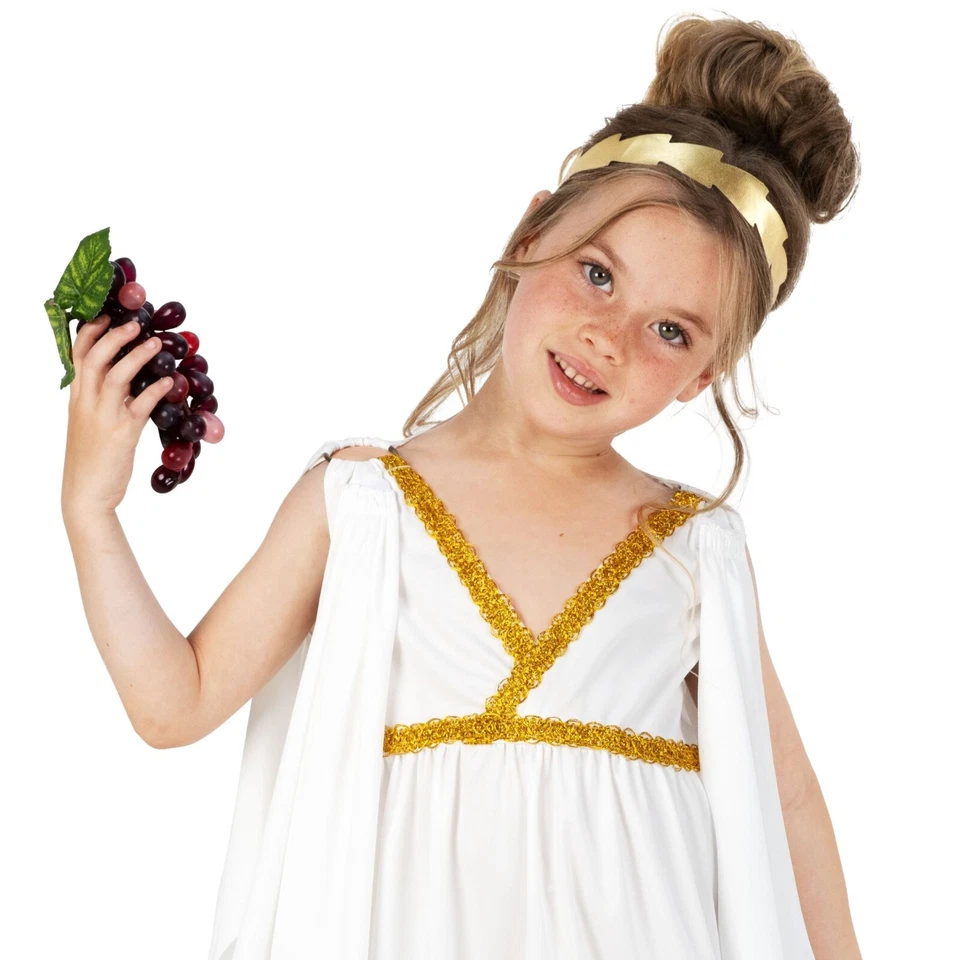 Niñas Disfraz de Diosa Griega S-XL Niños Toga Romana Reina Egipcia Conjunto Halloween Foto 3 de 4