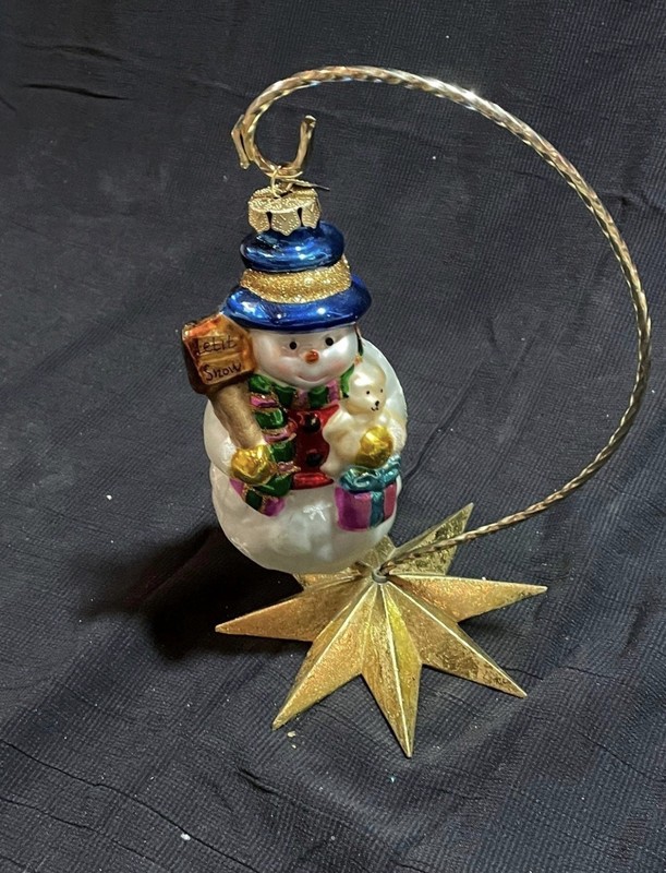 Large Glass Snowman Mercury Glass Ornament