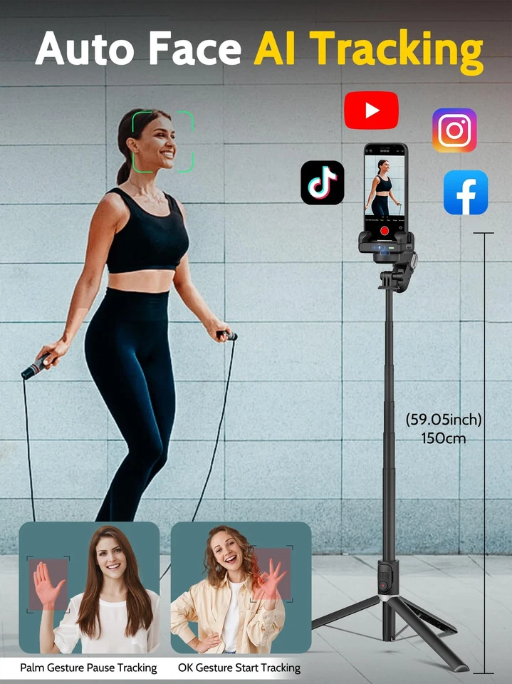Auto Face Tracking Tripod 360 Rotation for iPhone Android,Phone Stand Follow ... - Image 2 of 4