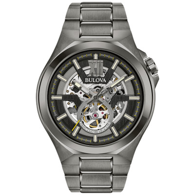 98A179 Bulova Maquina Black Dial Stainless Steel Men's Watch