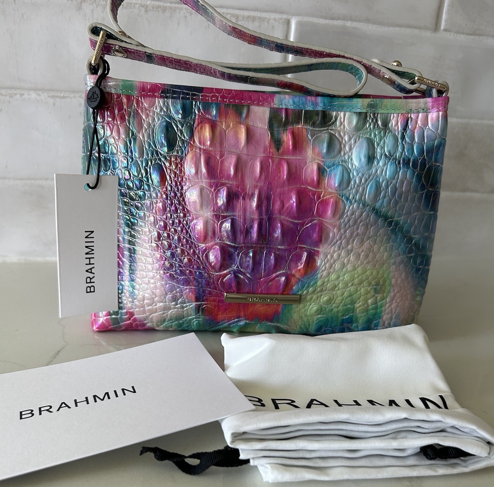 Brahmin Lorelei NWT ~  Impression ~ Abstract Diffused Floral Heart Watermark