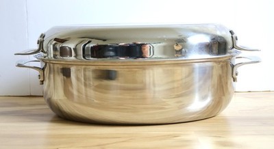 Viking 3-Ply Oval Roasting Pan 8.5 Qt Stainless Steel Kitchen Cookware Roaster