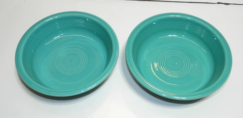 FIESTA HLC USA 19 OZ. MEDIUM TURQUOISE  Cereal, Soup Bowl 6 7/8" Lot of 2 EUC