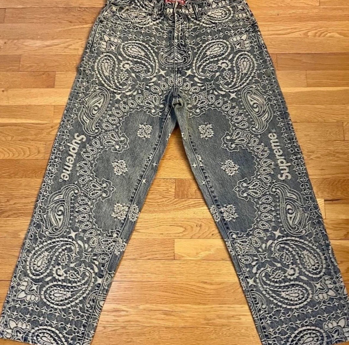SUPREME BANDANA JACQUARD BAGGY JEAN BLUE SIZR 32 SPRING/SUMMER