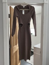 American Eagle Brown Cut Out Knit Dress (Medium Tall)