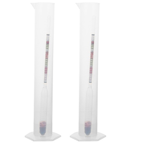 2 Sets High-precision Liquid Density Hydrometer Cylinder Alcohol