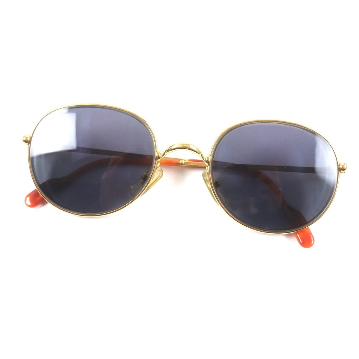 Cartier レザー 円形ミラー オレンジ Rare Cartier Trinity Sunglasses Orange Marble Gold 52-21 135 Frame