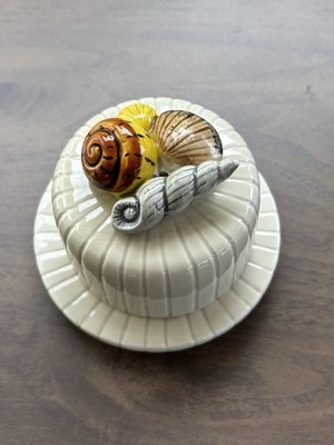 Vintage Fitz & Floyd 1986 Seashell Covered Trinket Box Coastal Beach Shell Dish