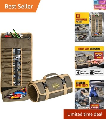 Wrench Roll Up Heavy-Duty Canvas Tool Organizer, Tool Roll Organizer Gifts fo...