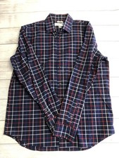 Old Navy Signature Shirt Mens Large Blue Red Plaid Button Down Long Sleeve