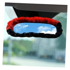 Soft Plush Car Rear View Mirror Cover, Cute Automotive Interior Red/Black