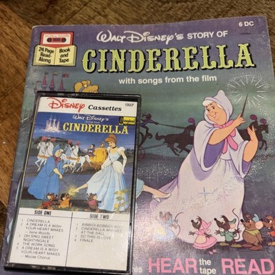 CINDERELLA 1977 VTG Walt Disney Story Book & Cassette SEE HEAR READ