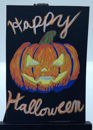 "Jack-o-lantern" ACEO Original Art Card, Halloween