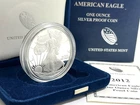 2012-W Proof $1 American Silver Eagle, OGP & COA 1oz Bullion Coin