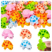 25PCS Mini Rubber Turtle Green Floating Squeaky Sea Turtle Rubber Bath Toy, C...
