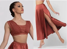 Weissman Charmeuse Maxi Skirt 14818 Draped Mesh Bra Top 14297 Adult XS