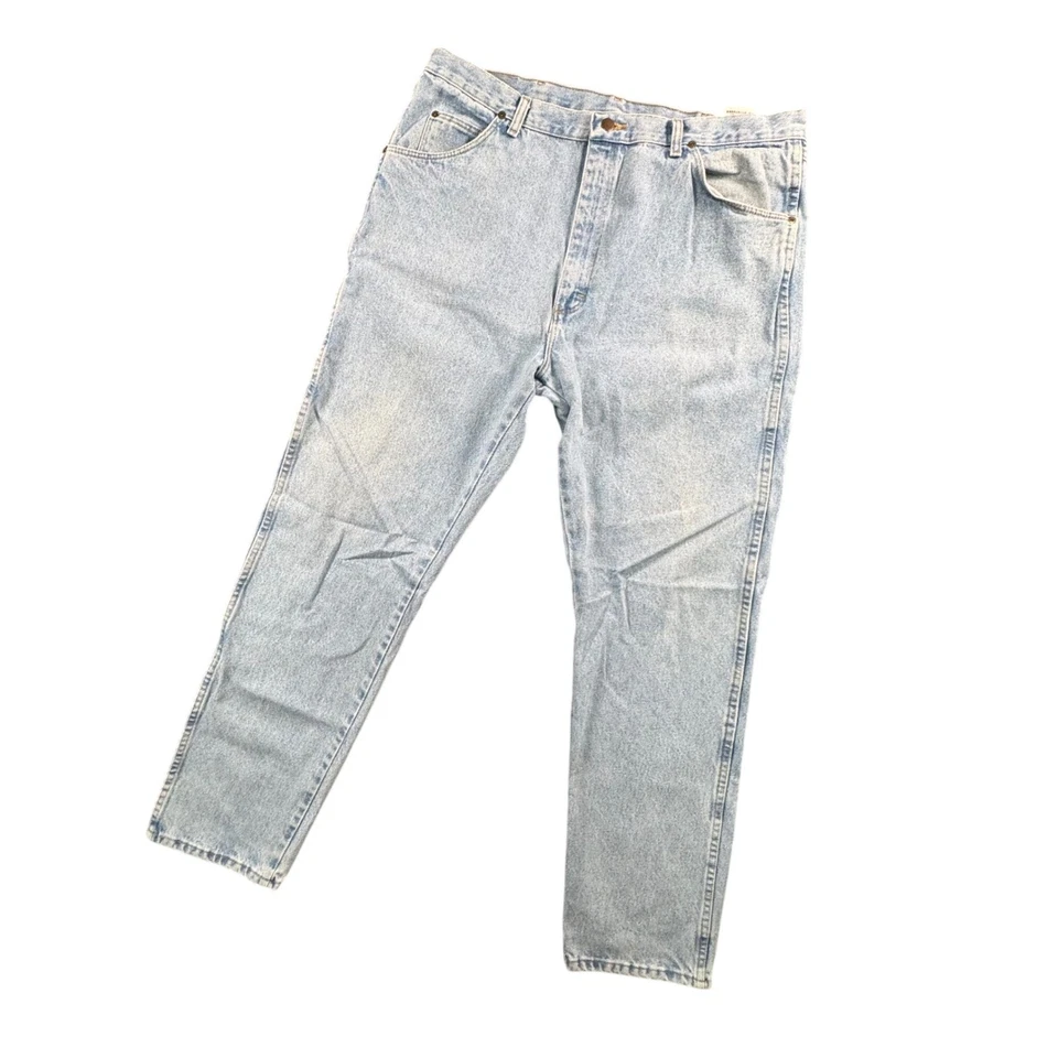 Wrangler Rugged Wear 男式牛仔裤 40x34 浅水洗直筒工作服 — 第 3/4 张图片