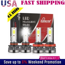 4x 9005+H11 LED Headlight Bulbs Combo 6000K White High Low Beam Kit Super Vqzrnz
