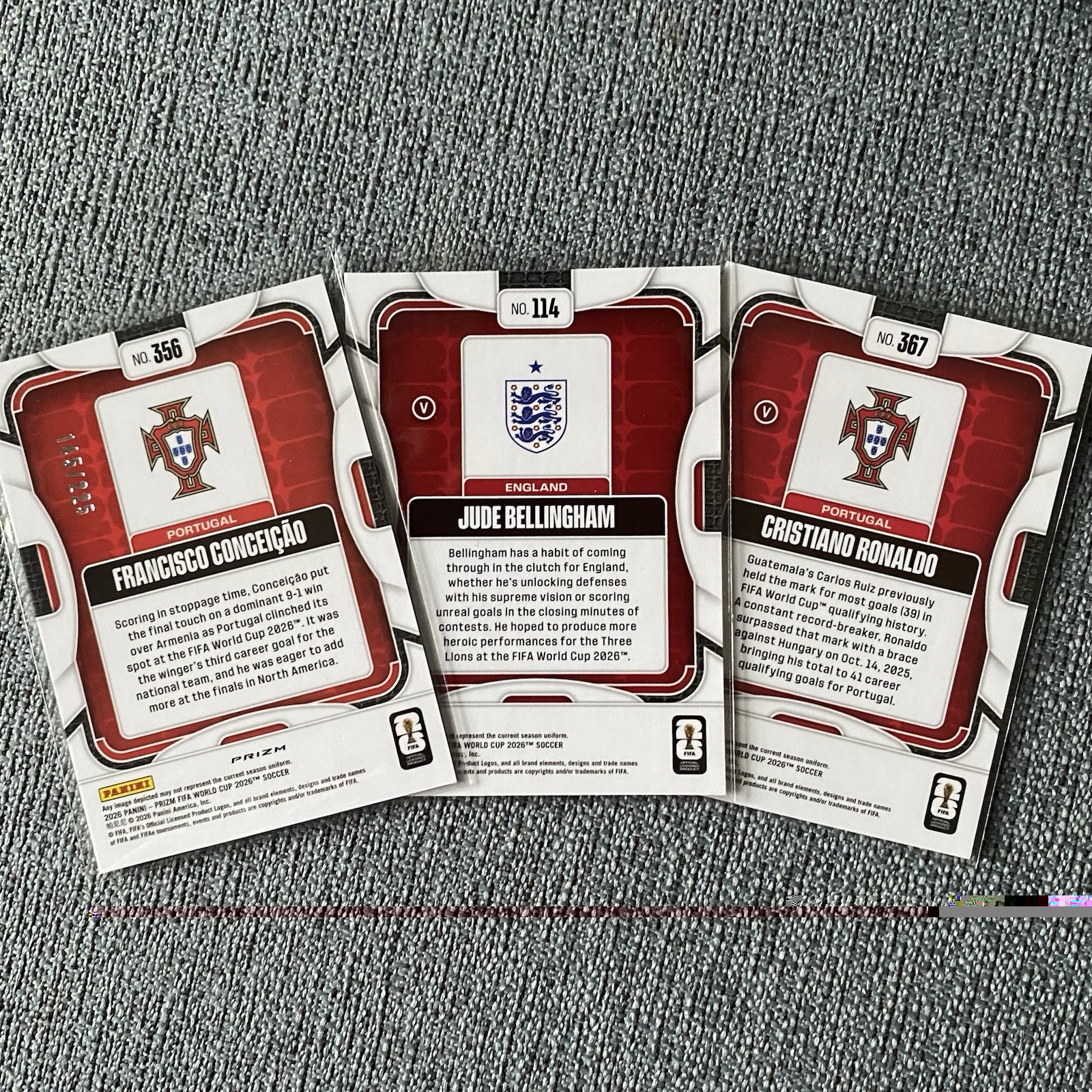 2026 Panini Prizm FIFA World Cup Ronaldo Bellingham V Variant + Conceicao /225 view 2