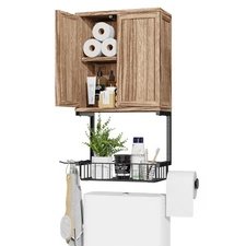 Yoimori Wall Cabinet with 2 Door and Adjustable Shelves, Small, Rustic Brown 