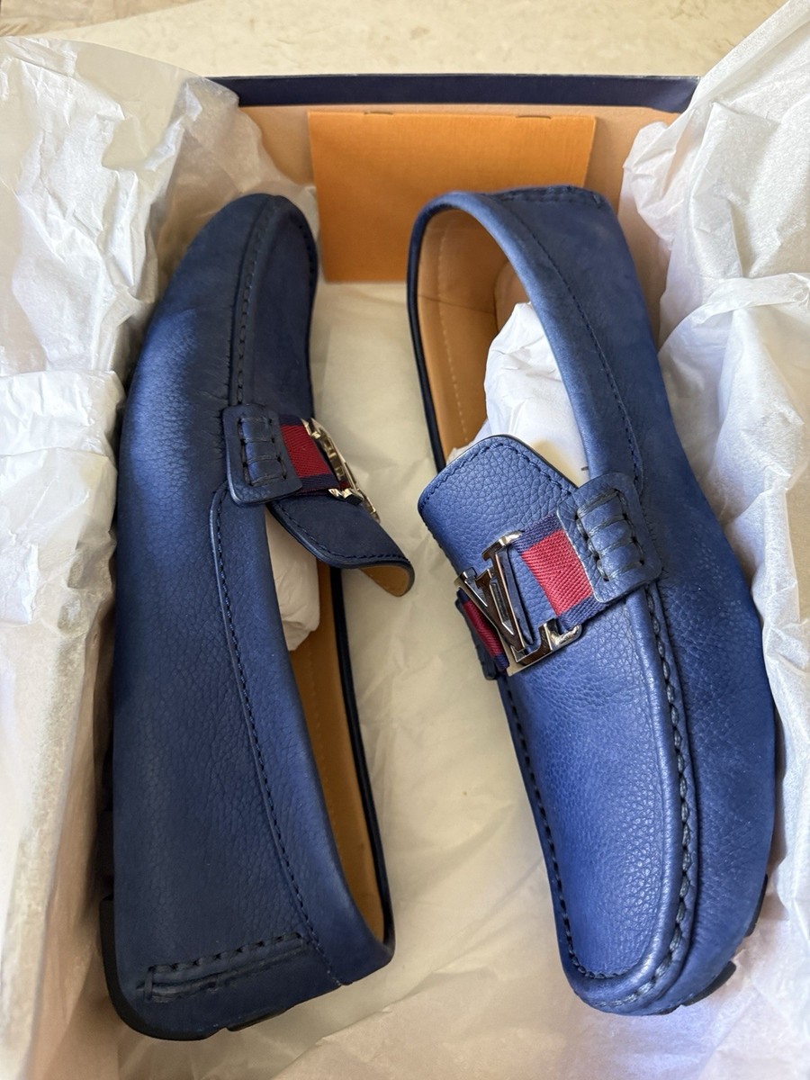 EUC Louis Vuitton Monte Carlo Loafers Blue Nubuck Leather Shoes UK