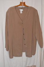 AUGUST SILK SIZE 24 BAGGY 100% SILK OVER SHIRT IN MINK BUTTONS VGC