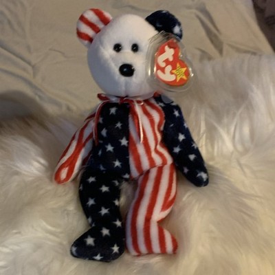 TY Beanie Baby - SPANGLE the Bear (White Head Version) - MWMTs