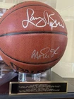 Larry Bird Magic Johnson Signed Basketball With Custom Labeled Case Steiner COA