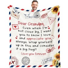 Grandpa Birthday Gift Throw Blanket Soft Cozy Fleece Men Fathers Day Present