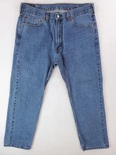 Levis 505 Jeans Mens 38x30 Blue Denim Regular Fit Straight Leg Zip Fly Red Tab