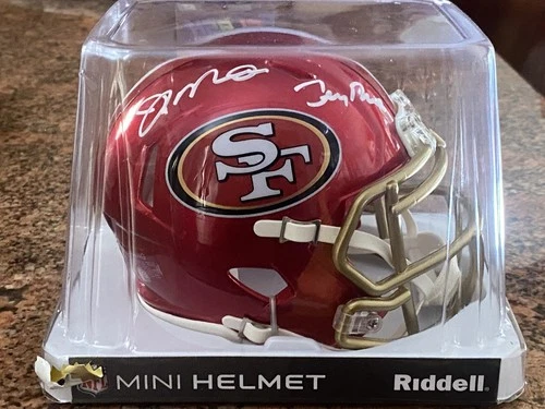 Joe Montana Jerry Rice signed FLASH mini helmet holos