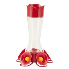 Favored Pinch-Waist Glass Hummingbird Feeder with Built-in Ant Moat and Bee G...