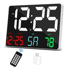 DIGITAL ALARM CLOCK WITH SNOOZE TEMPERATURE AUTO DIMMING 11.5" LARGE DISPLAY CAL