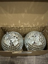 Youdepot Disco Ball 4 Inch 2 Pack Silver Mirror Balls with Hanging Strings