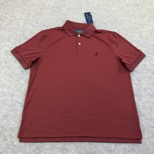 Nautica NAVTECH Polo Shirt Mens Medium Red Solid Knit Logo Short Sleeve Casual