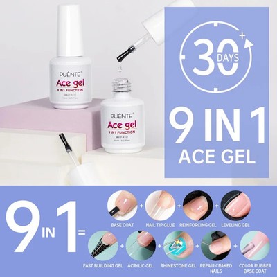 15ML Ace Gel 9-in-1 Nail Glue Gel Nail Polish Transparent Clear Function UV Gel 